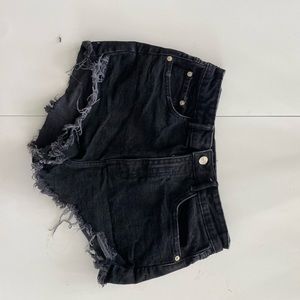 Zara High Waisted Denim Shorts Black